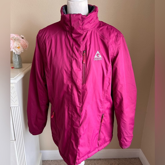 GERRY Winter Coat Women Ski Quilted Insulated Pink/ Burgundy Size XL Zip Up - Picture 6 of 16
